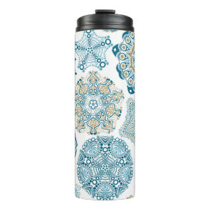 Seamless Floral Square: Copy Tiling Thermal Tumbler