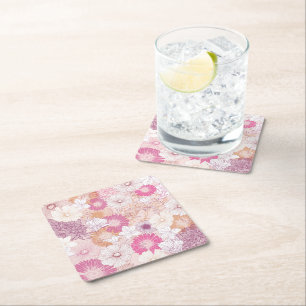 Seamless Floral Square Paper Coaster