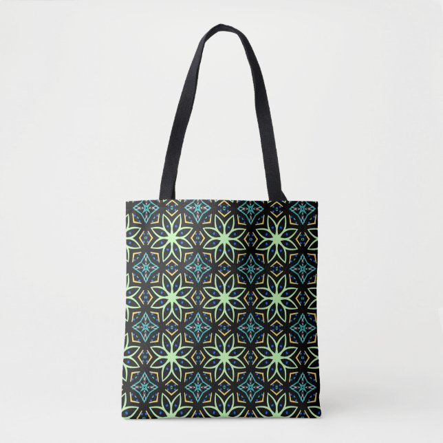 Seamless Floral Symmetrical Pattern Tote Bag (Front)