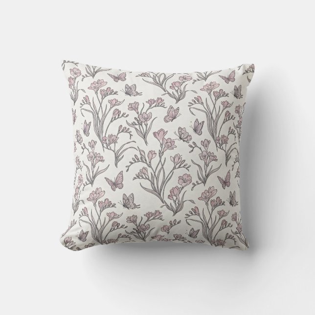 Seamless Floral Throw Pillow (Front)