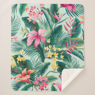 seamless floral tropical pattern with hibiscus and sherpa blanket
