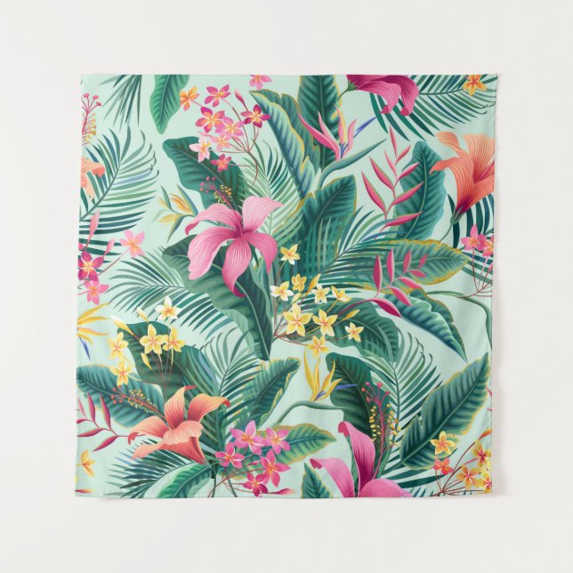 seamless floral tropical pattern with hibiscus and tapestry (Front)