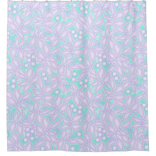 Seamless floral violet flowers lace leaves blue wh shower curtain