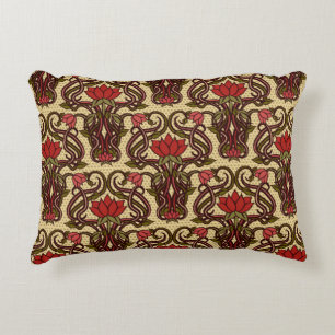 Seamless floral wallpaper in art nouveau style, Vi Decorative Cushion