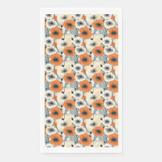 Seamless Floral With Orange, White, and Black Flow Napkin