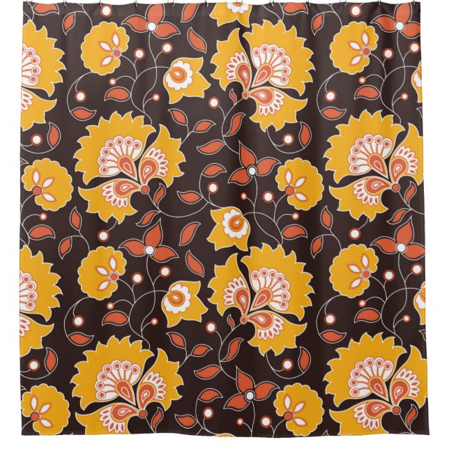 seamless flower coloured indian style pattern on b shower curtain (Front)