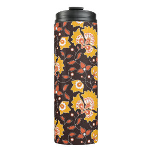 seamless flower coloured indian style pattern on b thermal tumbler