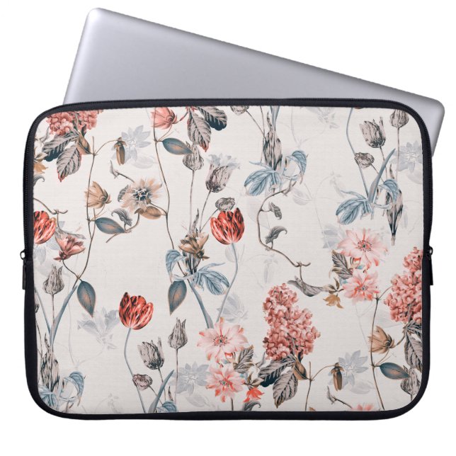 seamless flower design with light backgroundflower laptop sleeve (Front)