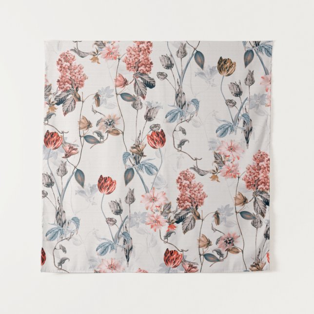 seamless flower design with light backgroundflower tapestry (Front)