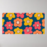 Seamless flower pattern. Bold florals Scandinavian