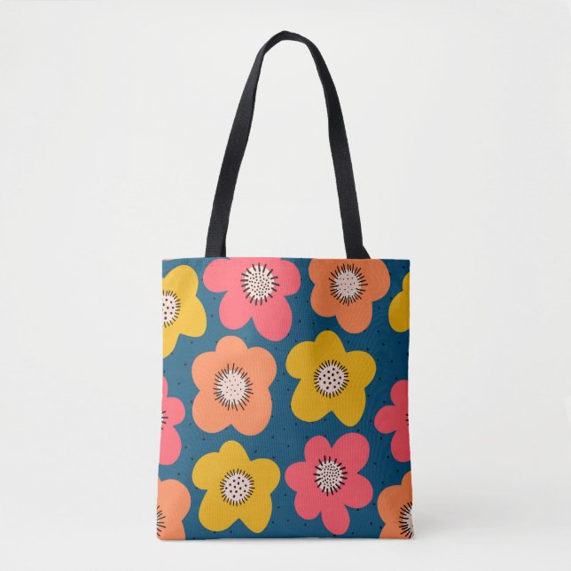 Seamless flower pattern. Bold florals Scandinavian Tote Bag (Front)
