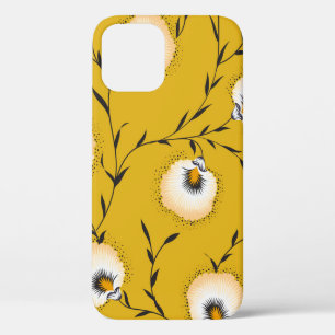 seamless flower pattern on yellowabstract,art,flow iPhone 12 case
