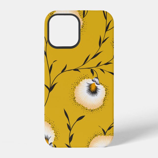 seamless flower pattern on yellowabstract,art,flow iPhone case (Back)