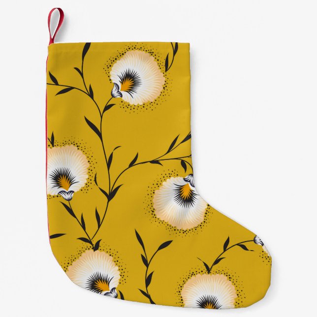 seamless flower pattern on yellowabstract,art,flow small christmas stocking (Front)