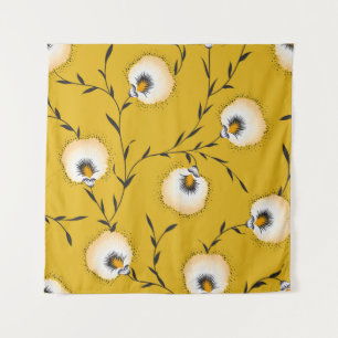 seamless flower pattern on yellowabstract,art,flow tapestry