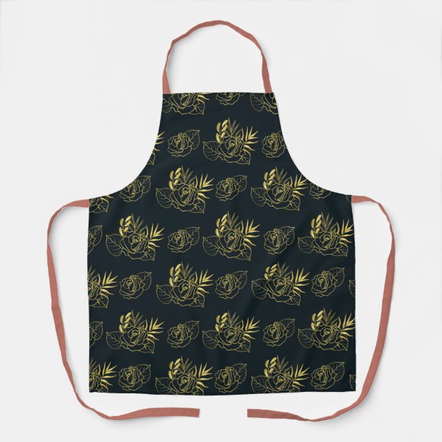 Seamless Flower Pattern With Leaves Apron (Front)