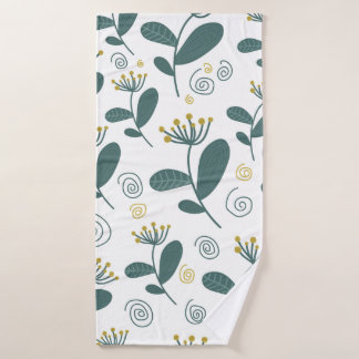 Seamless flowers background in Scandinavian style. Bath Towel