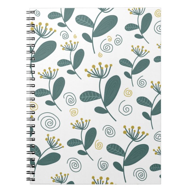 Seamless flowers background in Scandinavian style. Notebook (Front)