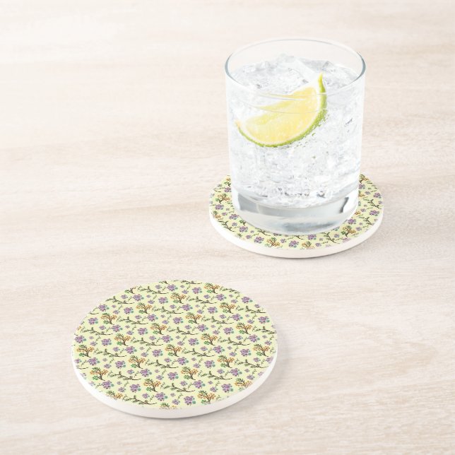 Seamless Forest Leaves Pattern Dark Botanical Natu Coaster (Side)