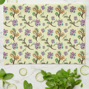 Seamless Forest Leaves Pattern Dark Botanical Natu Tea Towel
