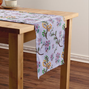 Seamless Forest Leaves Pattern Dark Botanical Short Table Runner