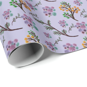 Seamless Forest Leaves Pattern Dark Botanical Wrapping Paper