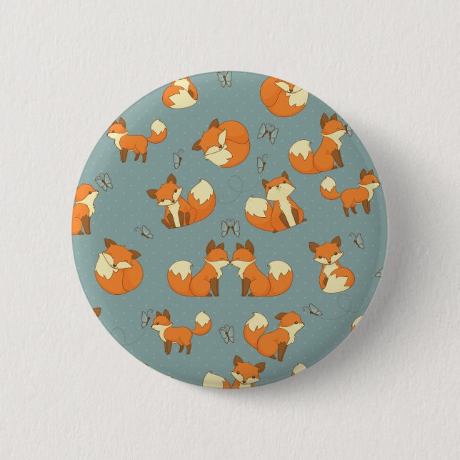 Seamless Fox and Butterfly Pattern 6 Cm Round Badge (Front)