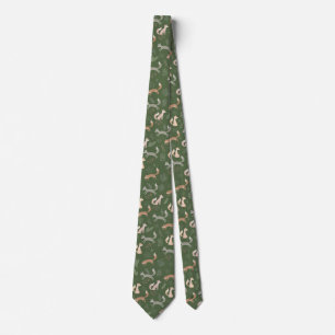 Seamless Fox Winter Branches and Leaves Pattern Tie