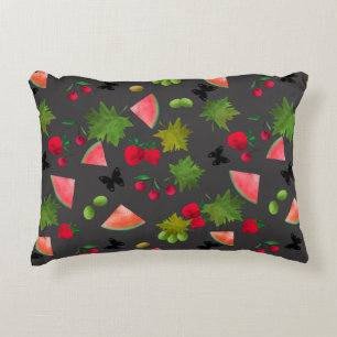Seamless Fresh Fruits Berries Watercolor Cartoon C Decorative Cushion