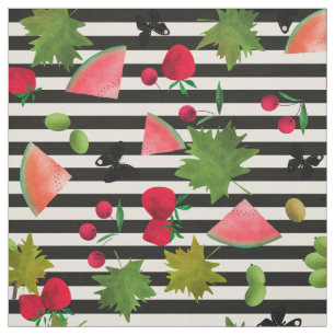 Seamless Fresh Fruits Berries Watercolor Cartoon C Fabric