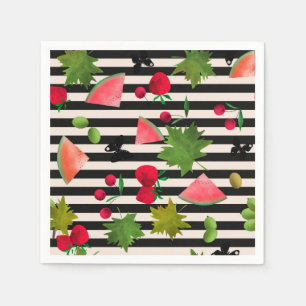 Seamless Fresh Fruits Berries Watercolor Cartoon C Napkin