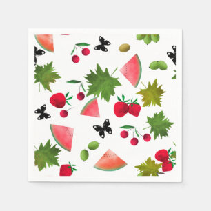 Seamless Fresh Fruits Berries Watercolor Cartoon C Napkin
