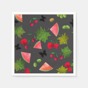Seamless Fresh Fruits Berries Watercolor Cartoon C Napkin