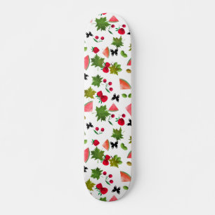 Seamless Fresh Fruits Berries Watercolor  Skateboard