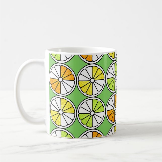 Seamless fruit pattern. Painted illustration. Oran Coffee Mug (Left)