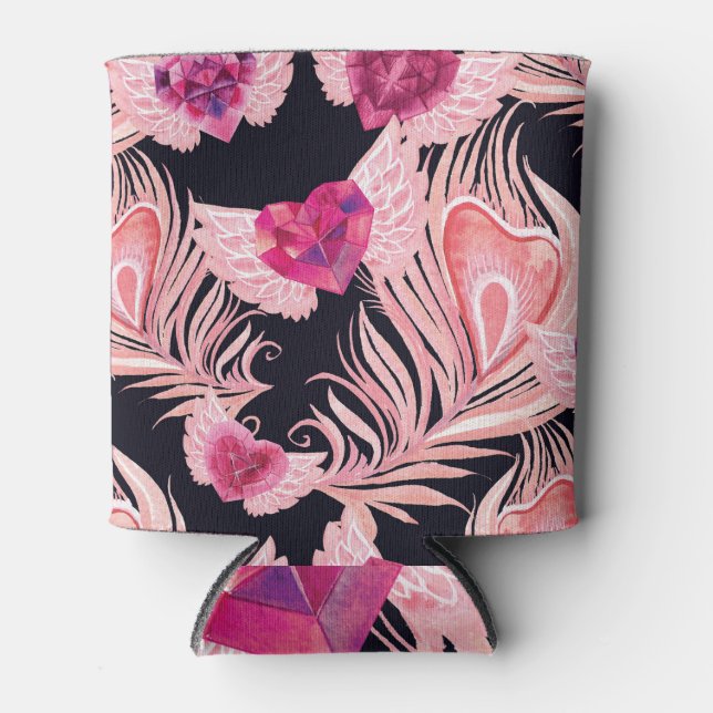 Seamless Gentle Watercolor Valentine's Pattern Can Cooler (Front)