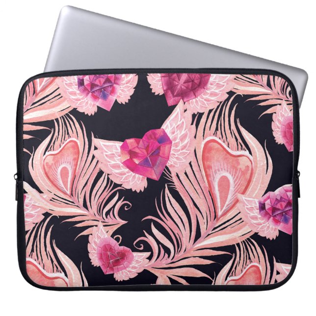 Seamless Gentle Watercolor Valentine's Pattern Laptop Sleeve (Front)