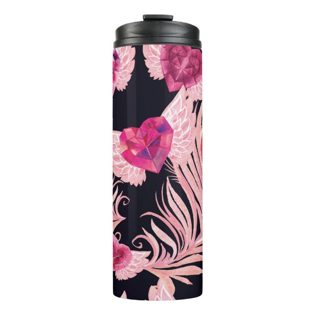 Seamless Gentle Watercolor Valentine's Pattern Thermal Tumbler (Front)