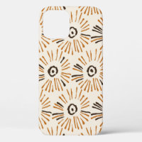 Seamless geometric batik floral pattern on autumn