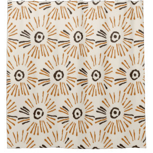 Seamless geometric batik floral pattern on autumn shower curtain