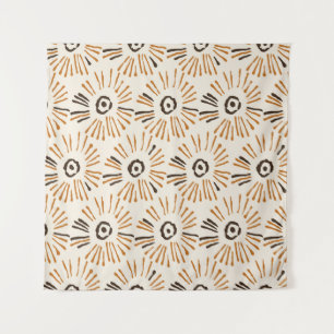 Seamless geometric batik floral pattern on autumn  tapestry