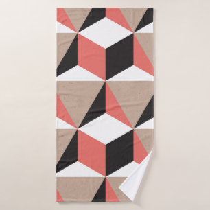 Seamless Geometric Black White Coral 3D Shapes Bro Bath Towel