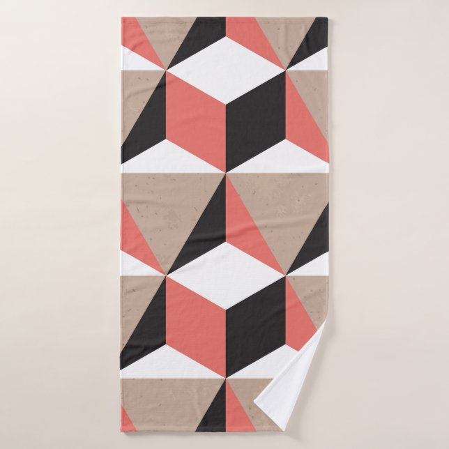 Seamless Geometric Black White Coral 3D Shapes Bro Bath Towel (Bath Towel)