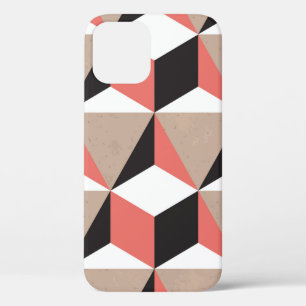 Seamless Geometric Black White Coral 3D Shapes Bro iPhone 12 Case