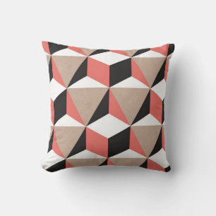 Seamless Geometric Black White Coral 3D Shapes Bro Cushion