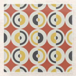 Seamless Geometric Colourful Circles Pattern Glass Coaster