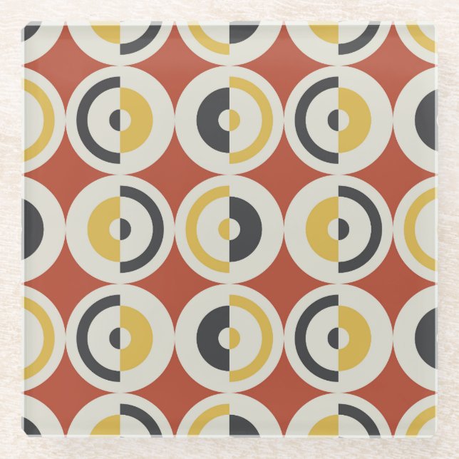 Seamless Geometric Colourful Circles Pattern Glass Coaster (Front)