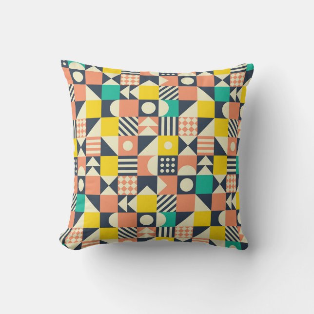 seamless geometric colourful pattern cushion (Front)