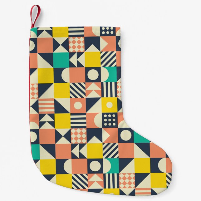 seamless geometric colourful pattern small christmas stocking (Front)