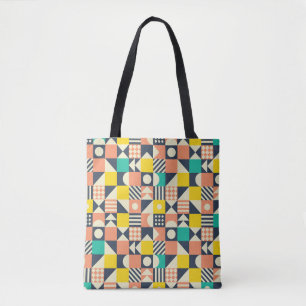 seamless geometric colourful pattern tote bag